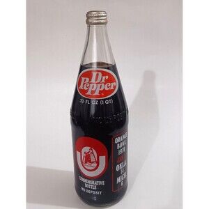 Vintage Dr Pepper 32oz Bottle Oklahoma University & Orange Bowl 1976 Unopened